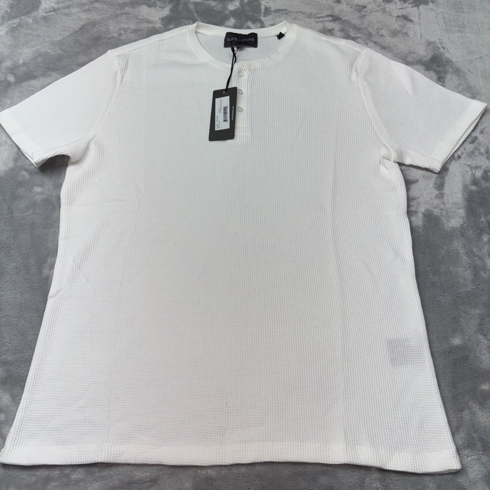 Slate & Stone White Short-Sleeve Waffle Henley Shirt Lg Nwt